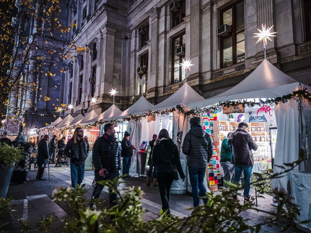 People at the holiday market