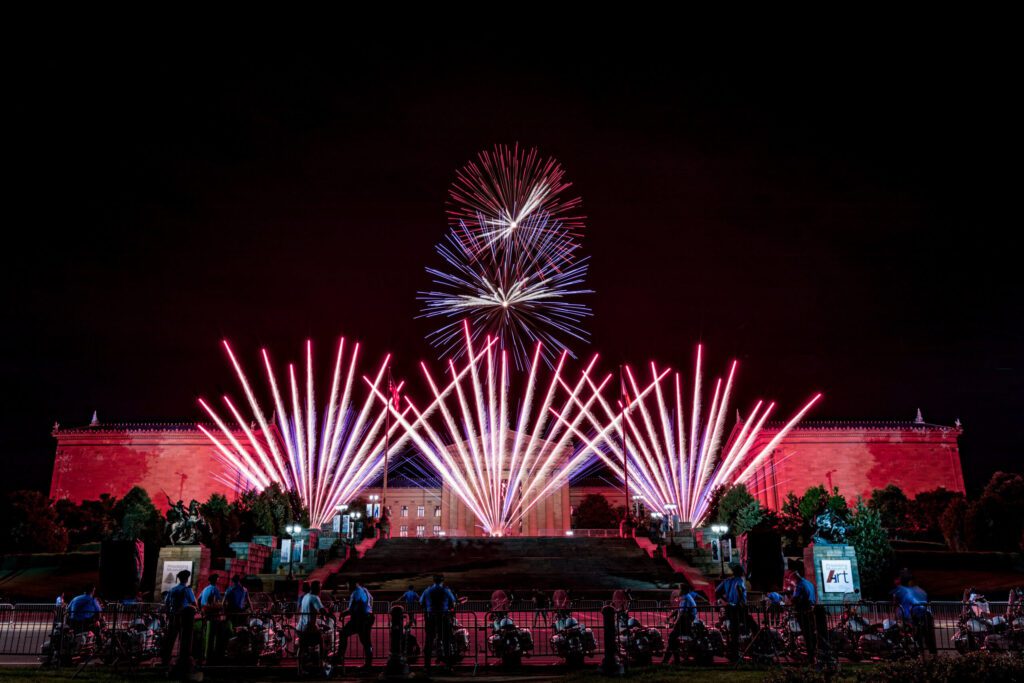 Fireworks shoot into the sky for Wawa Welcome America