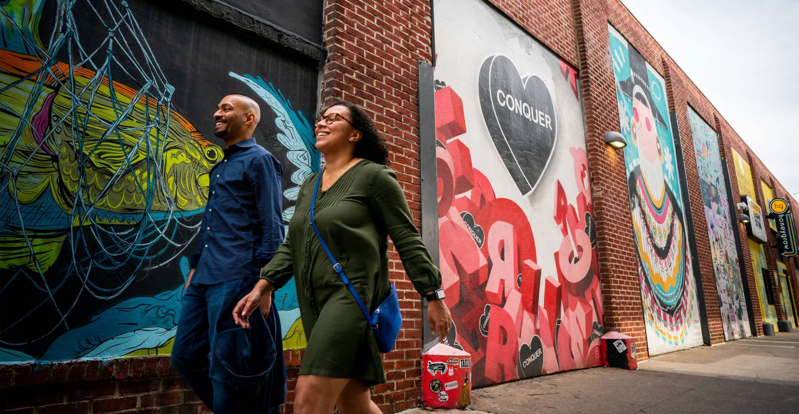 People walking through Fishtown, a Philadelphia neighborhood.
