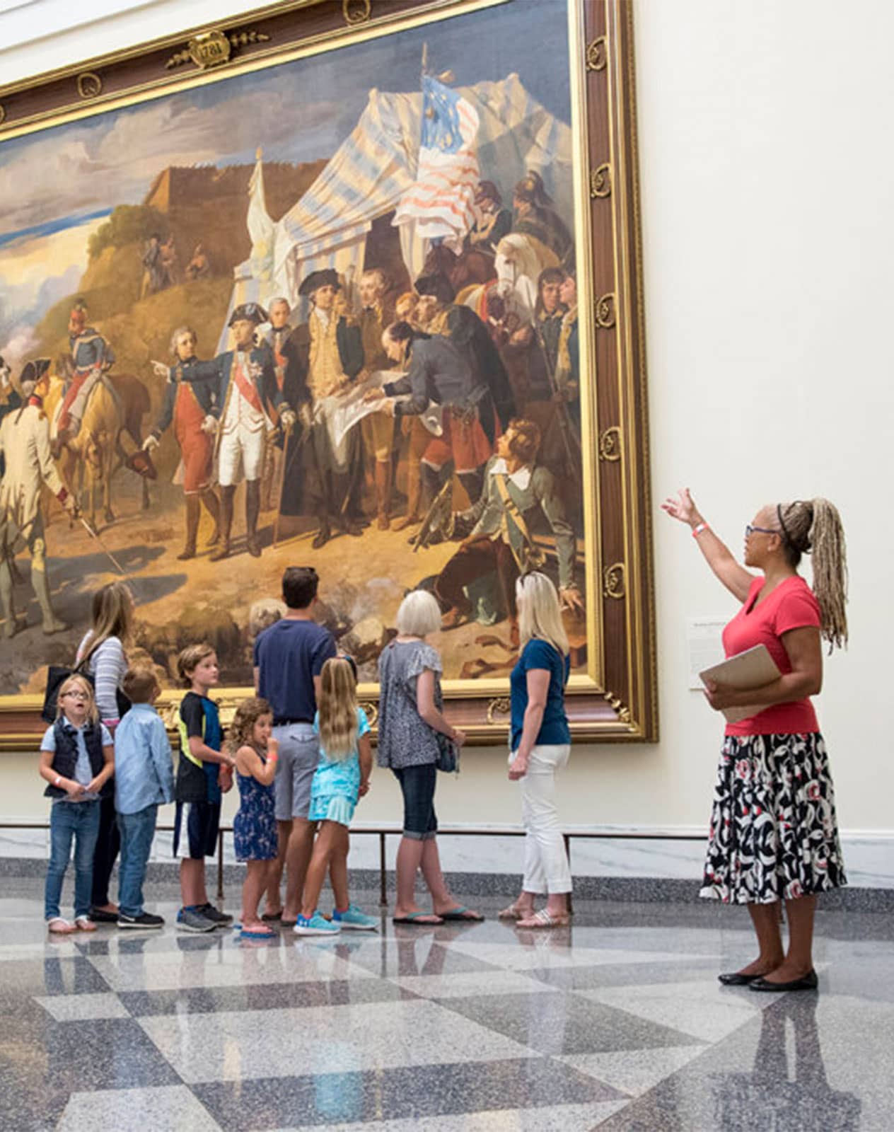 A group touring a museum in Philadelphia.