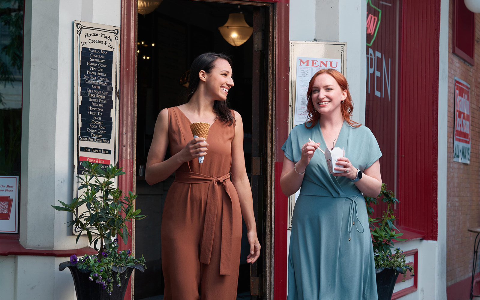 Two people eating ice cream in Philadelphia.