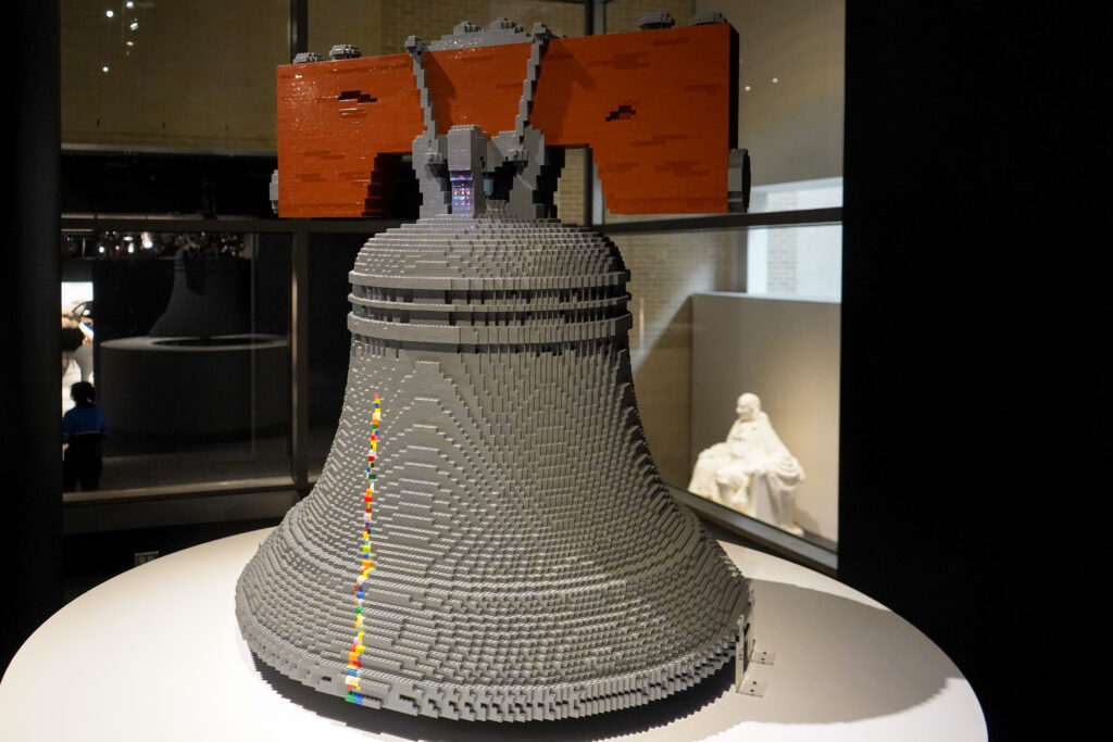 A Liberty Bell LEGO creation at The Franklin Institute's "The Art of the Brick" exhibit