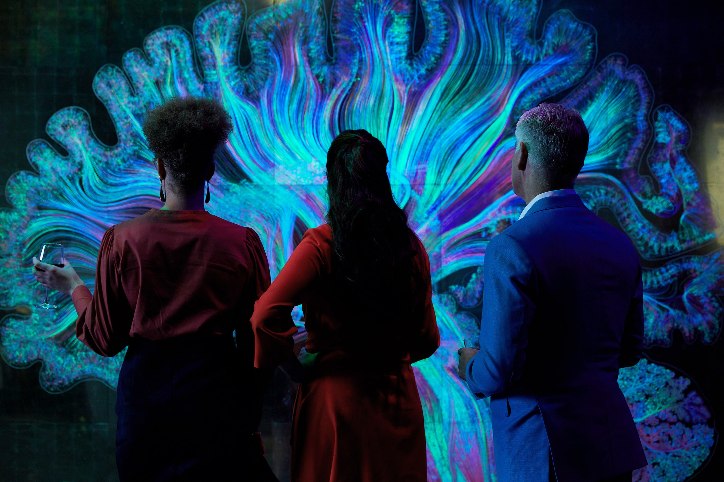 People at a life sciences exhibit in Philadelphia.