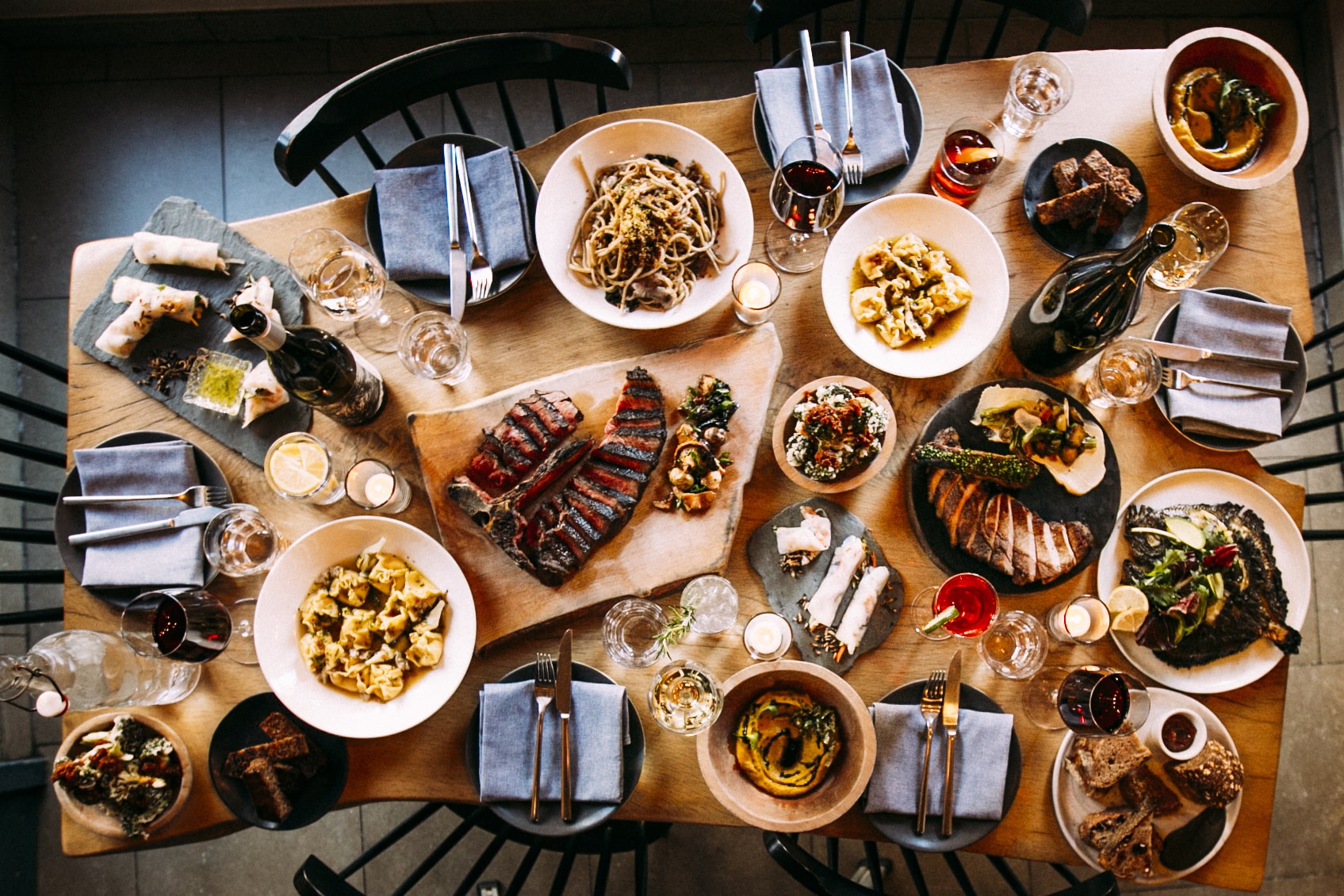 A dining table at a restaurant in Philadelphia.
