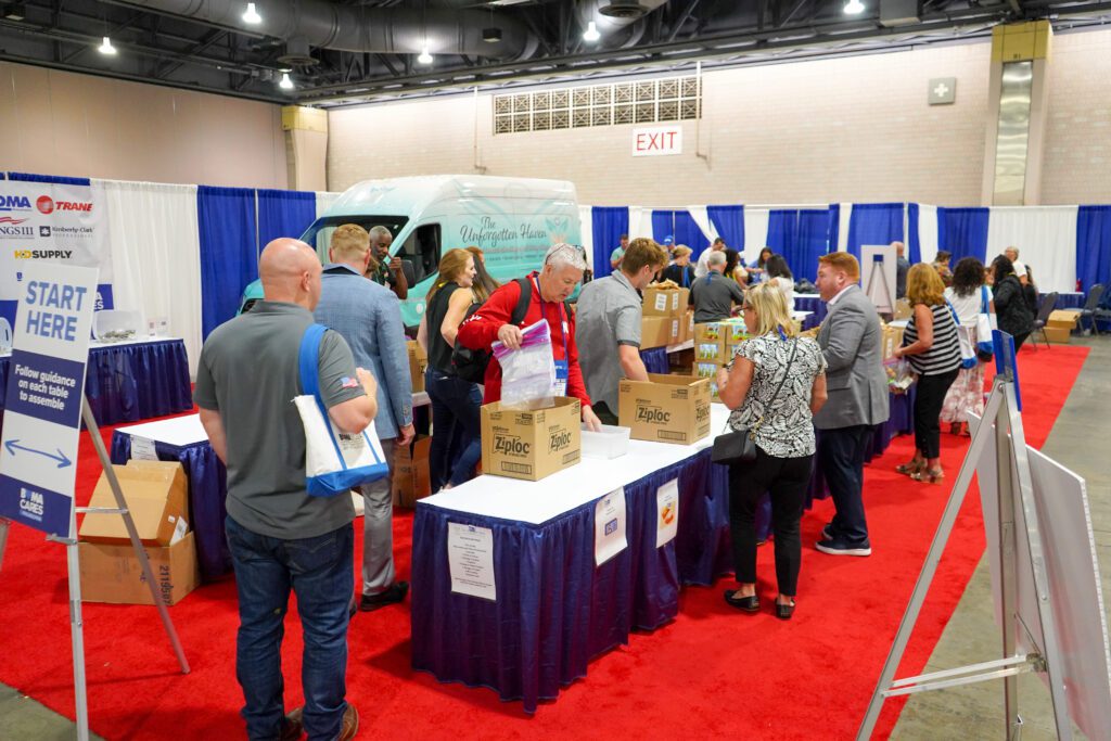 A group of BOMA attendees created packages for chemotherapy patients through The Unforgotten Haven.