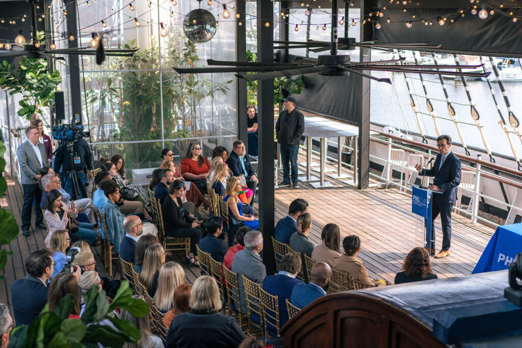 An event takes place on the deck of the Moshulu