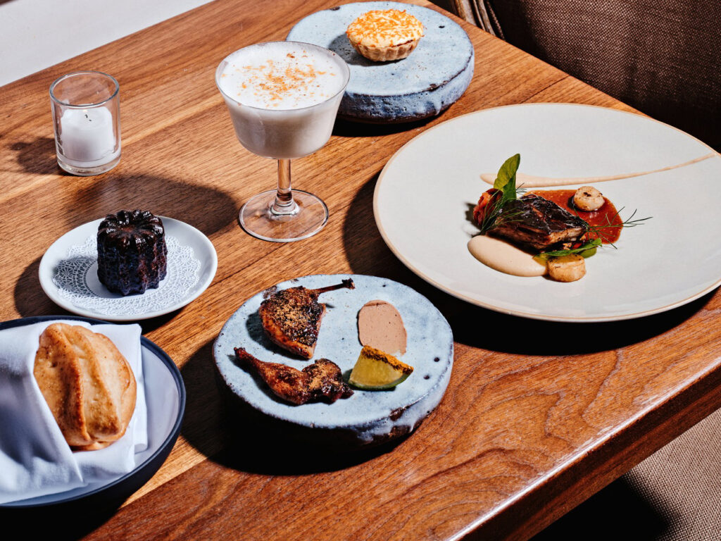 Fine dining food plated on a table