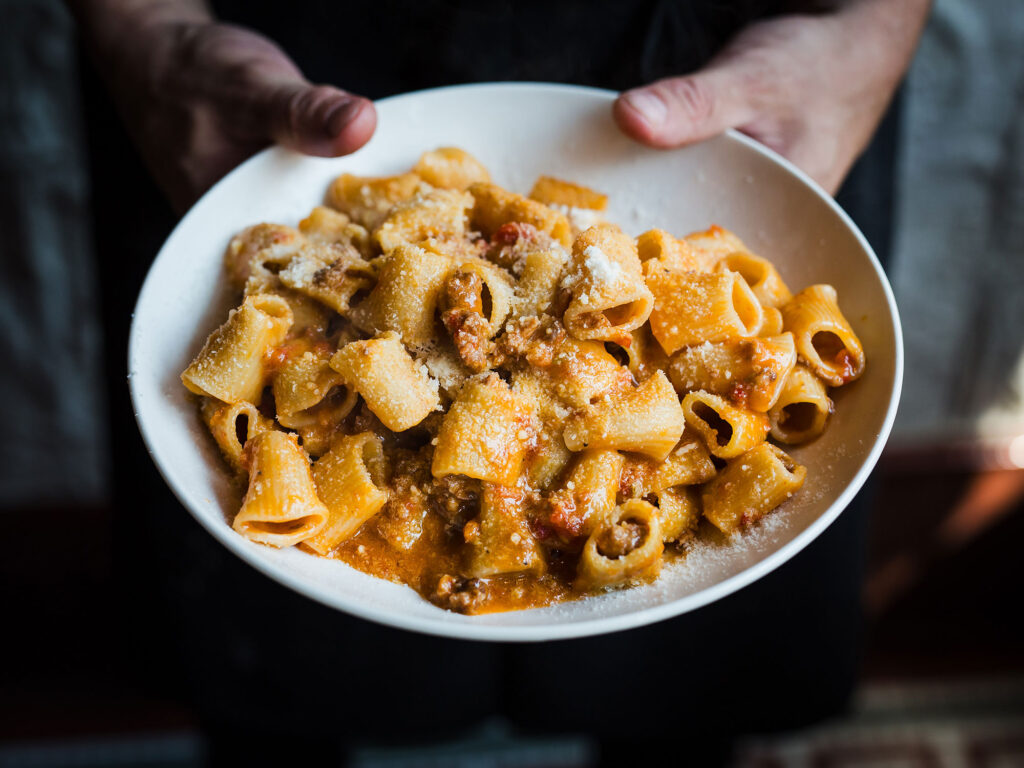 A plate full of pasta