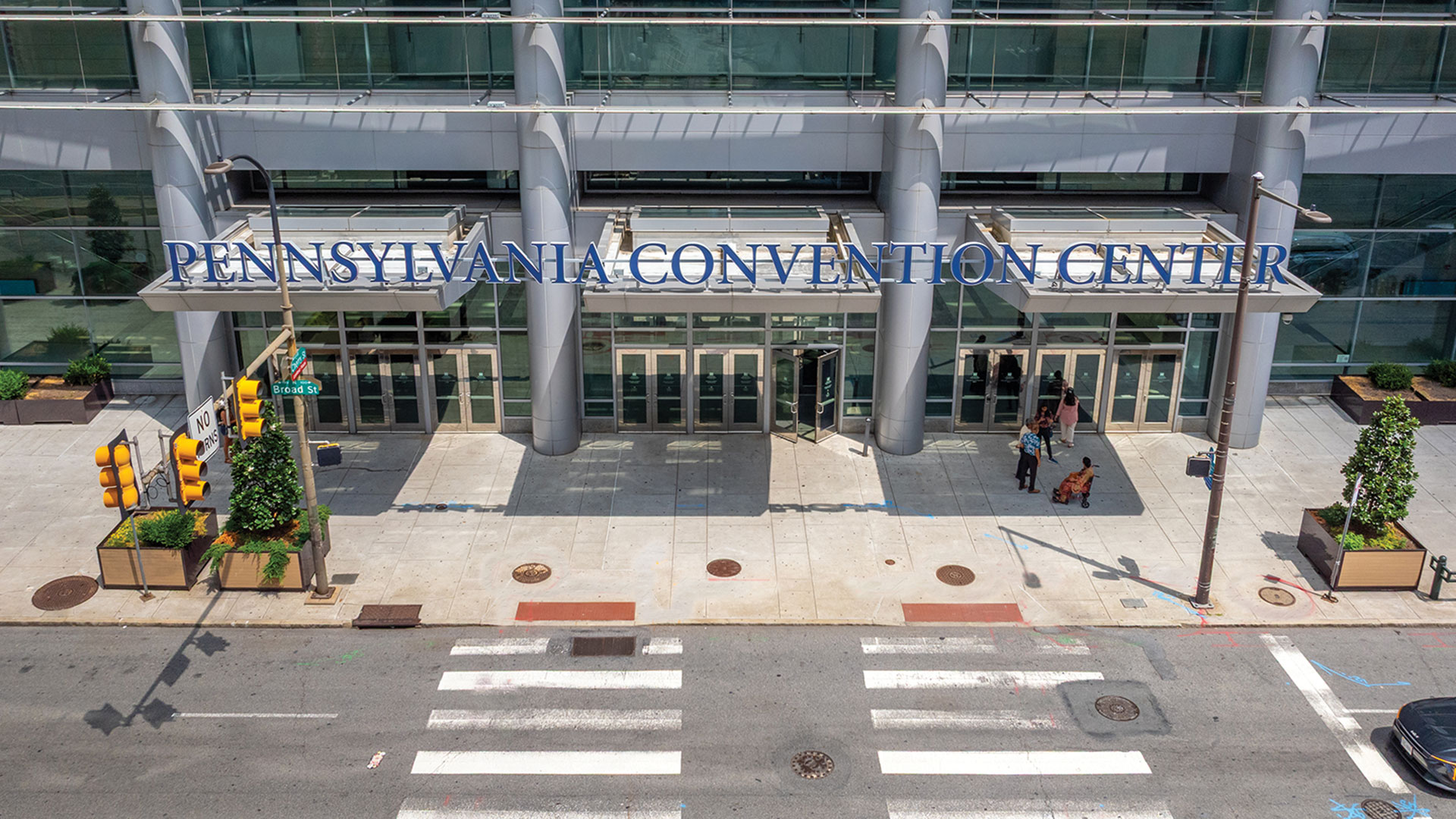 Exterior photo of the PA Convention Center entrance.