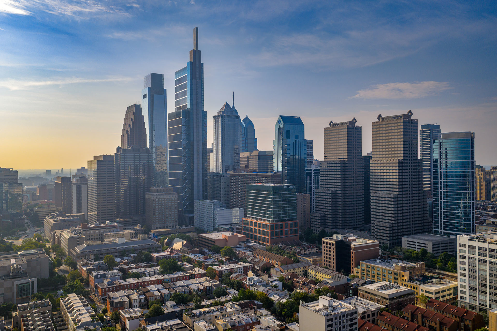 Philadelphia's skyline at dawn